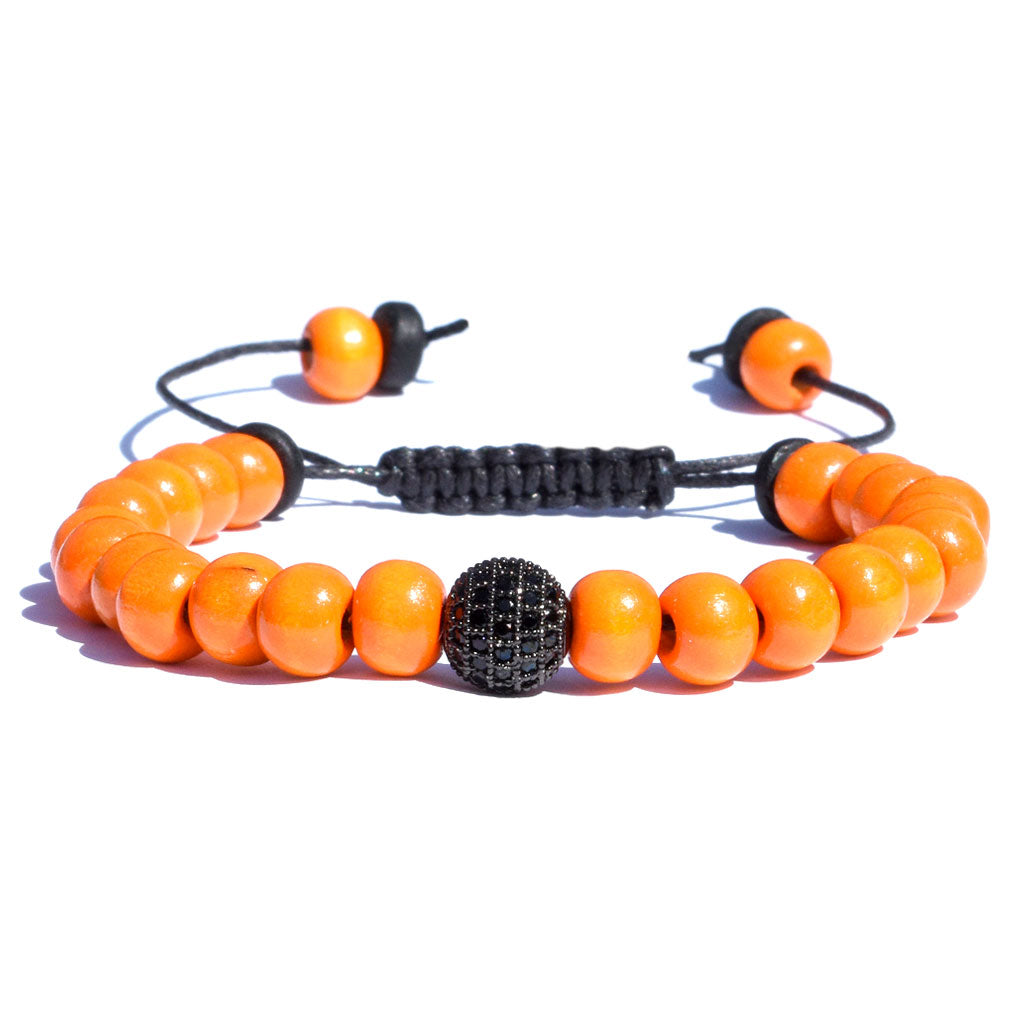 Macrame Wax Cord Orange Beaded Bracelet