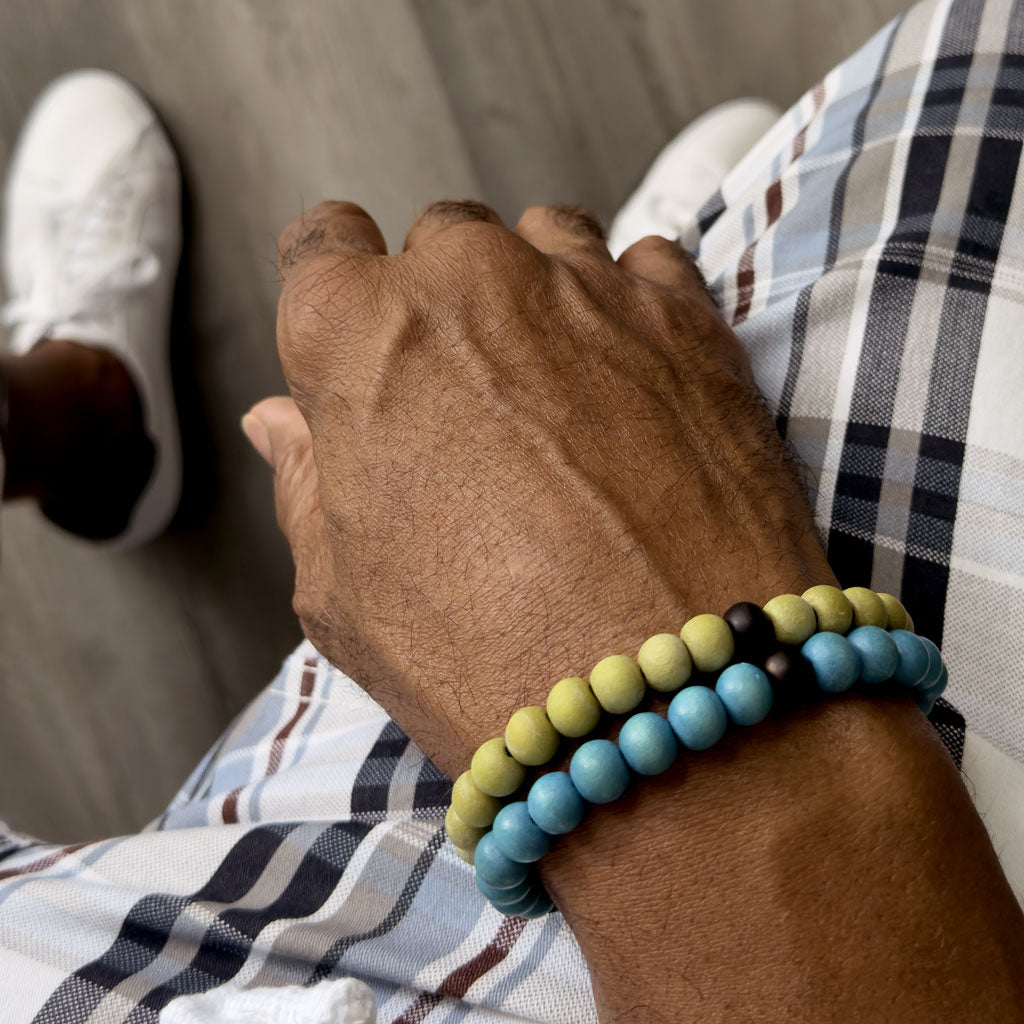 blue beaded bracelet