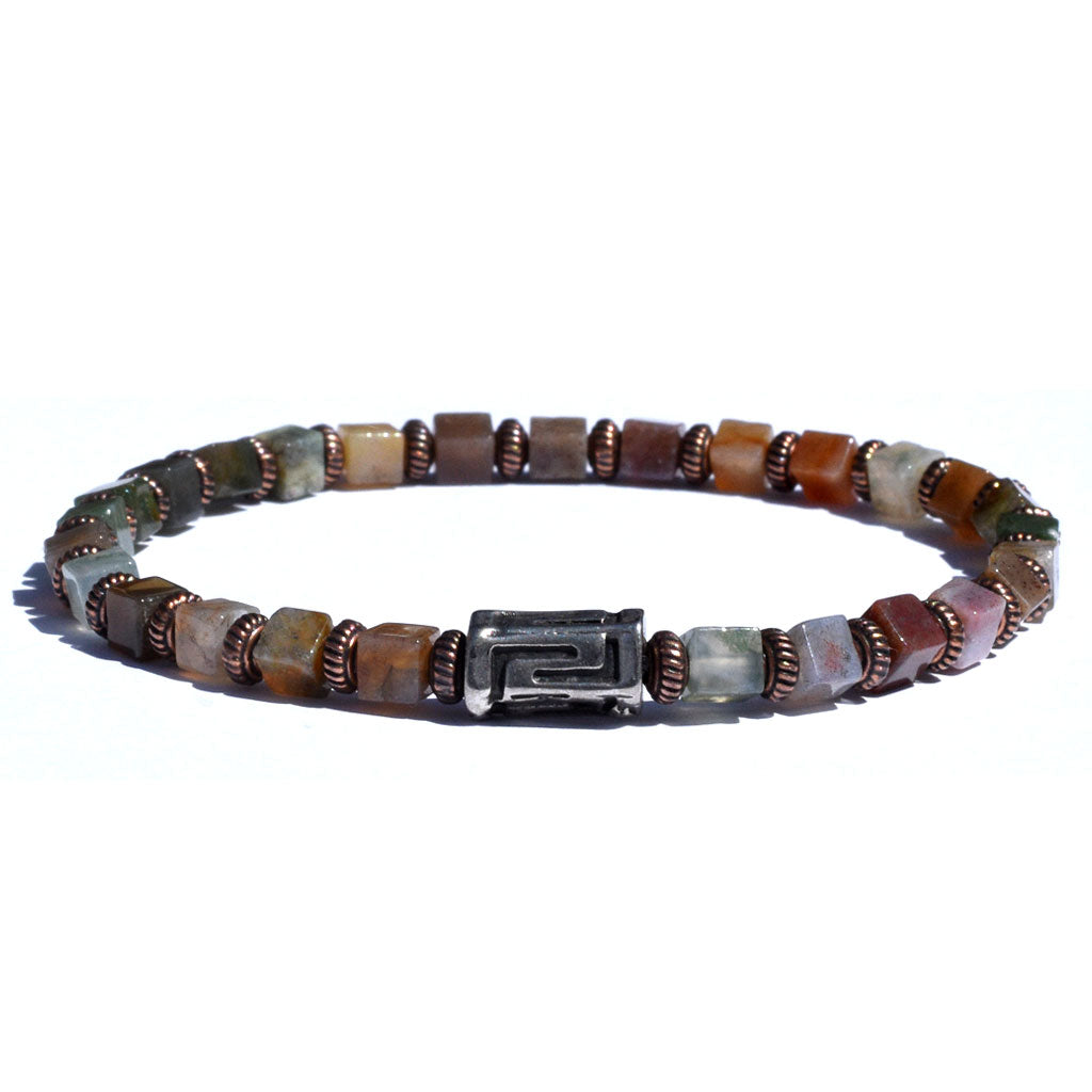 Jasper cube beaded bracelet