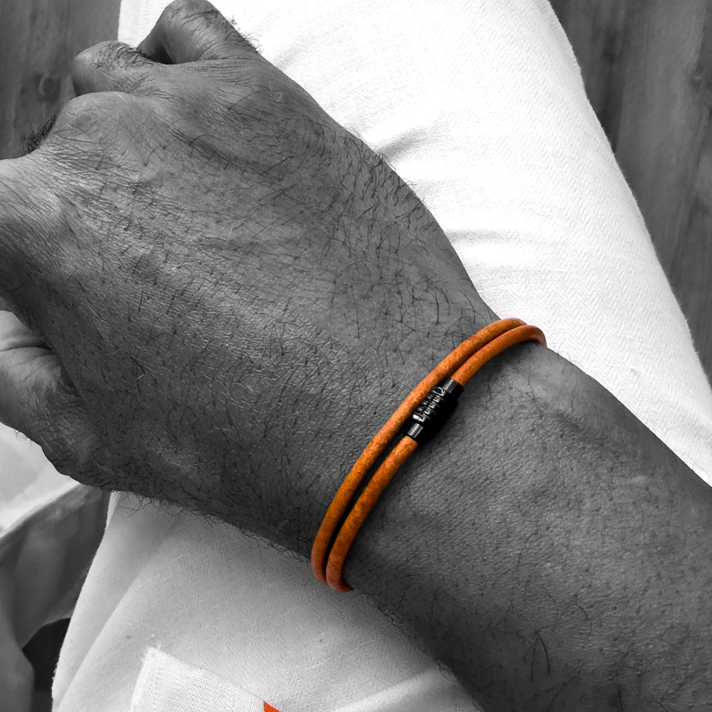Leather Orange Bracelet