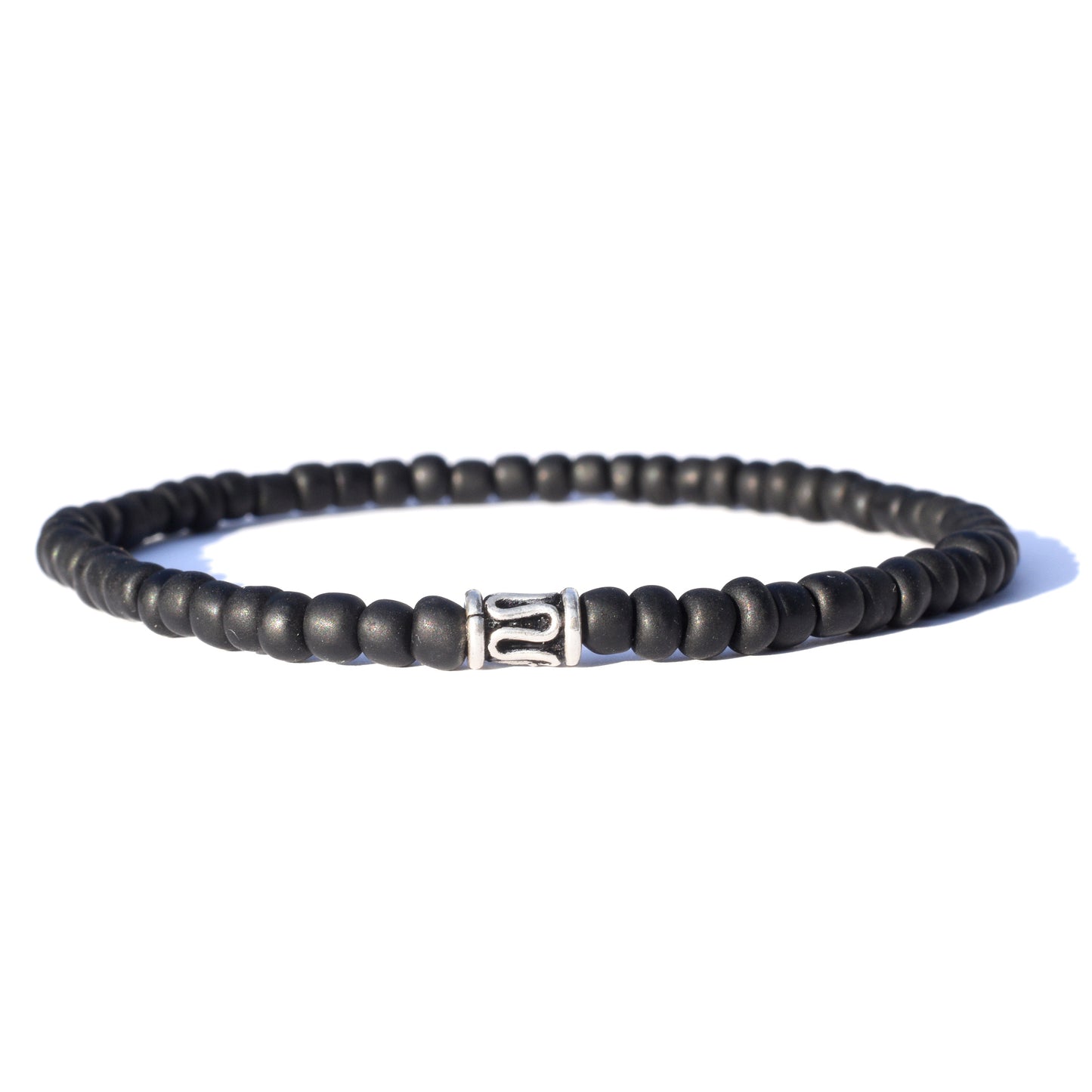 Sterling Silver Glass Seed Beaded Bracelet