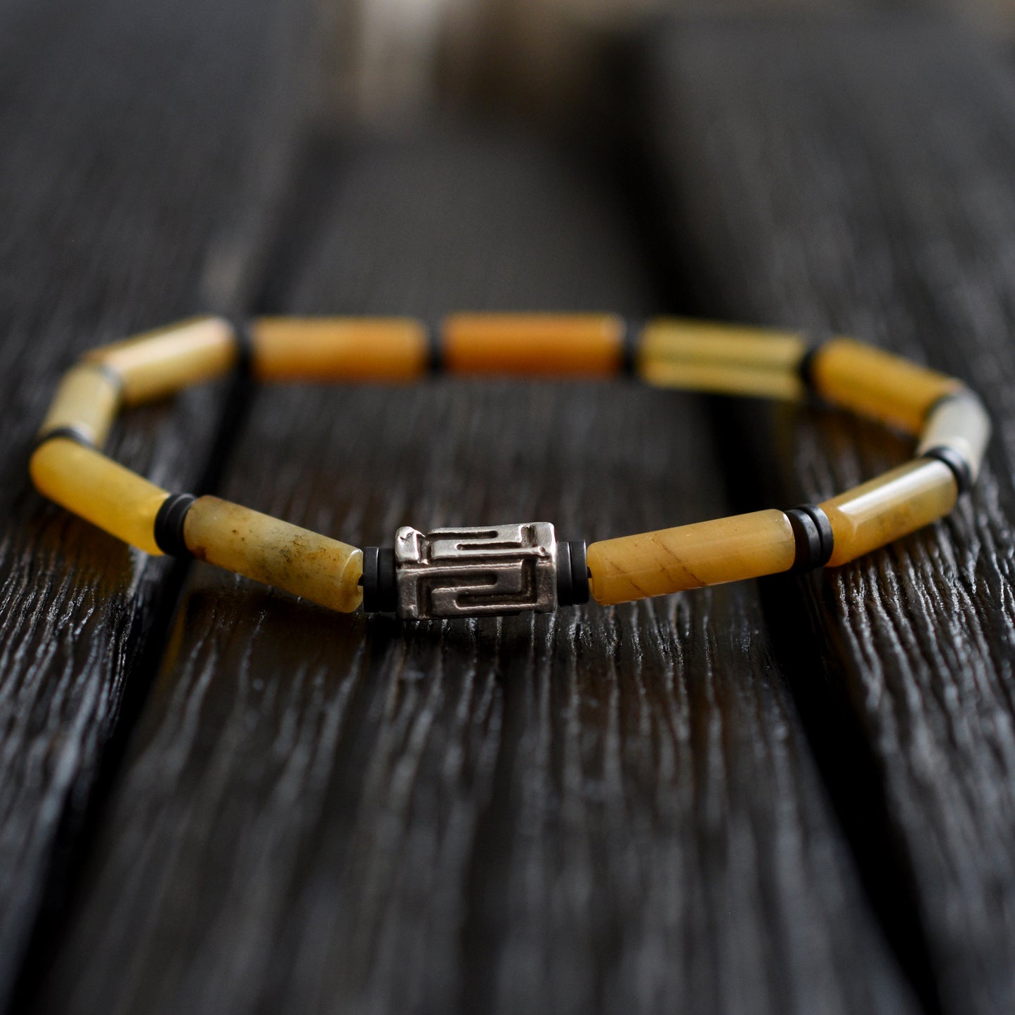 Sterling Silver Yellow Beaded Bracelet