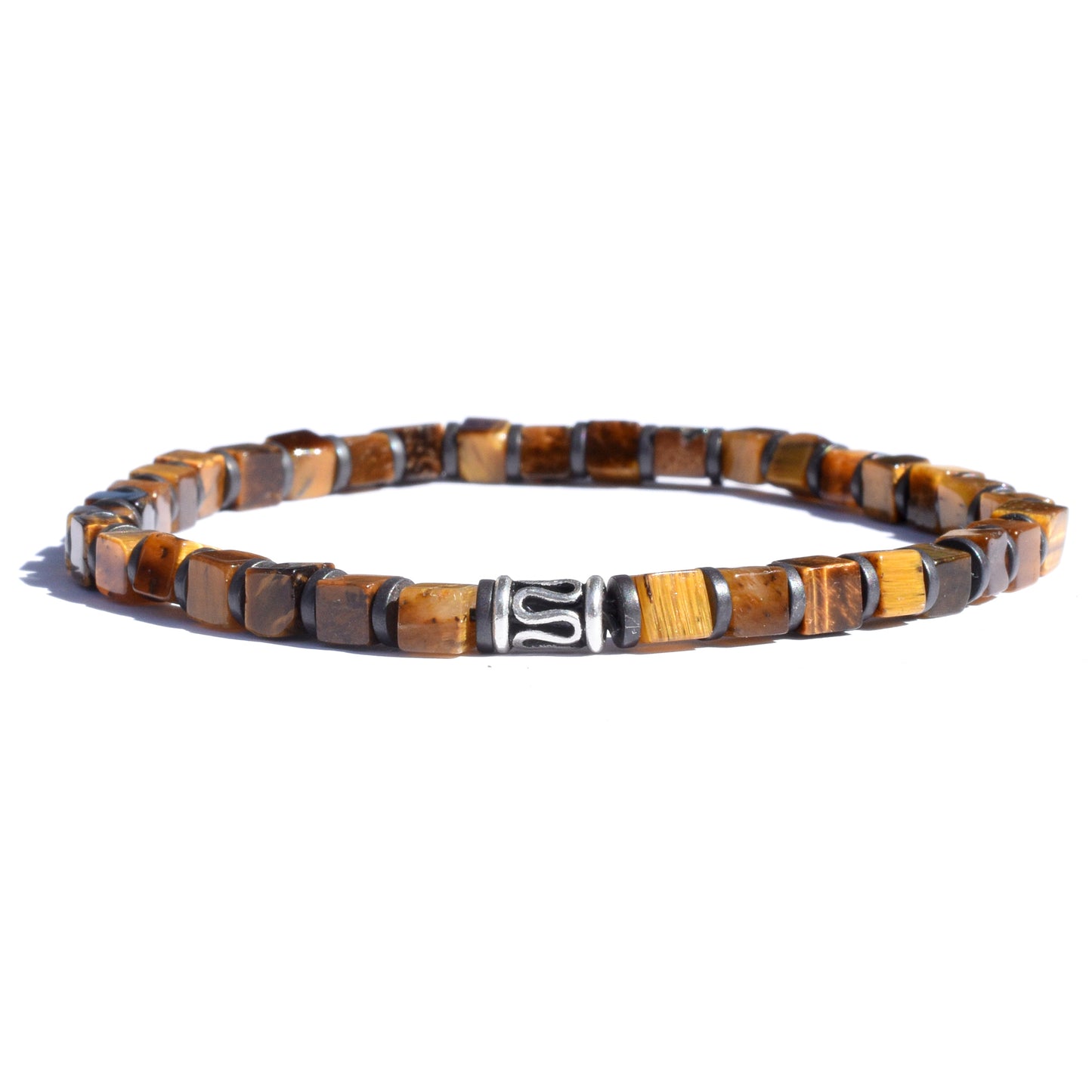 Sterling Silver Tiger Eye Beaded Bracelet