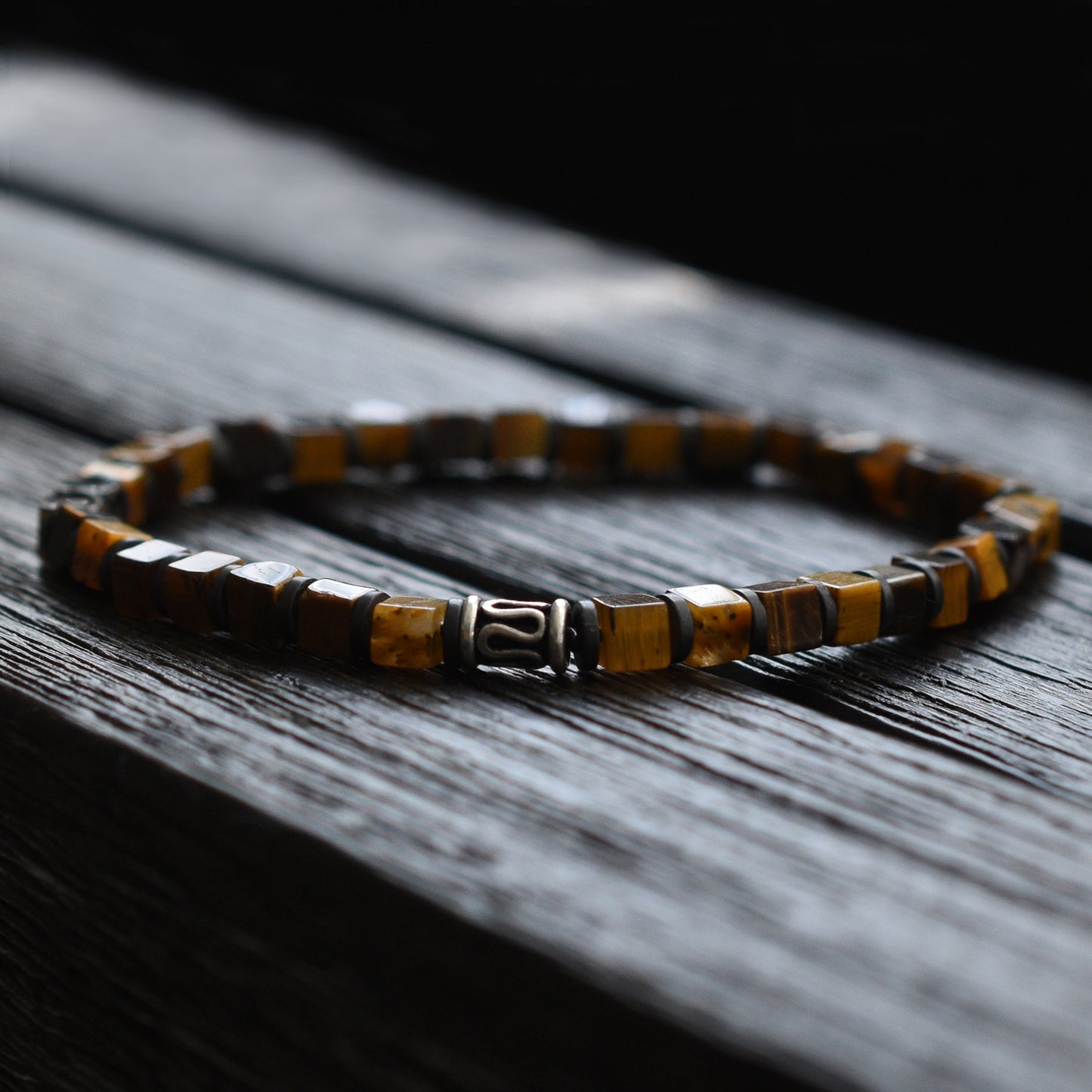Sterling Silver Tiger Eye Beaded Bracelet