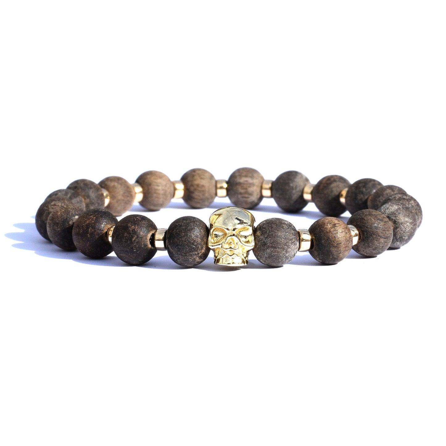 18K Gold Filled Skull Beaded Bracelet