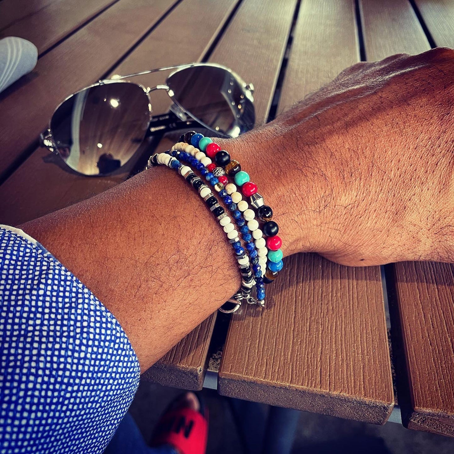 Minimalist Blue Beaded Mini Bracelet