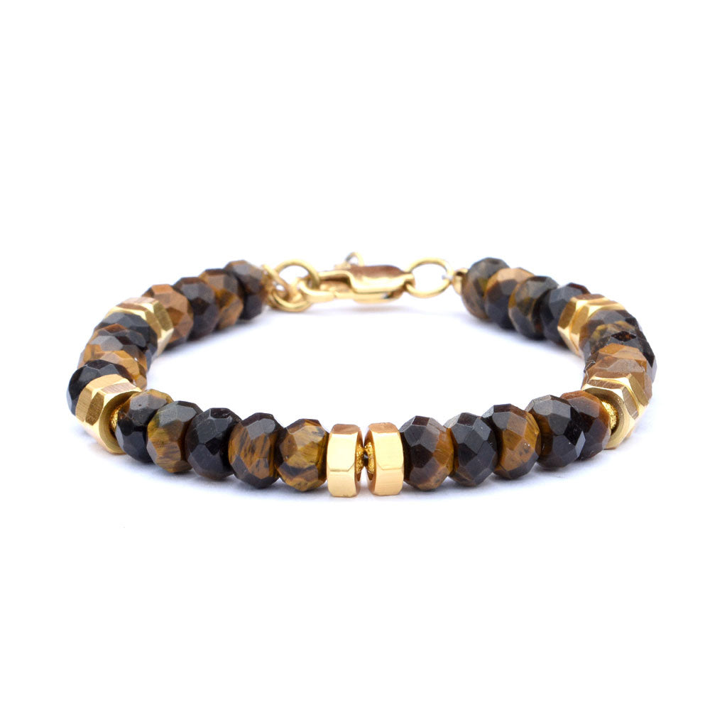 Hexagon Beaded Tiger Eye Bracelet