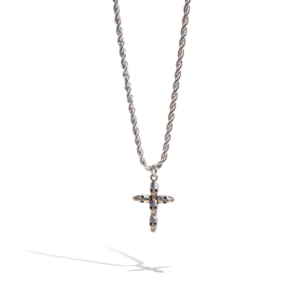 Sterling Silver Skull Cross Necklace