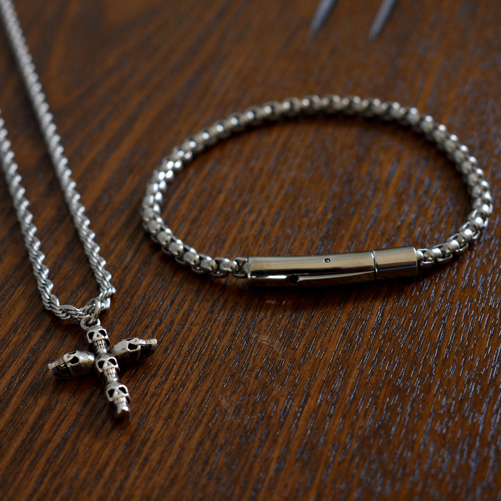 Sterling Silver Skull Cross Necklace