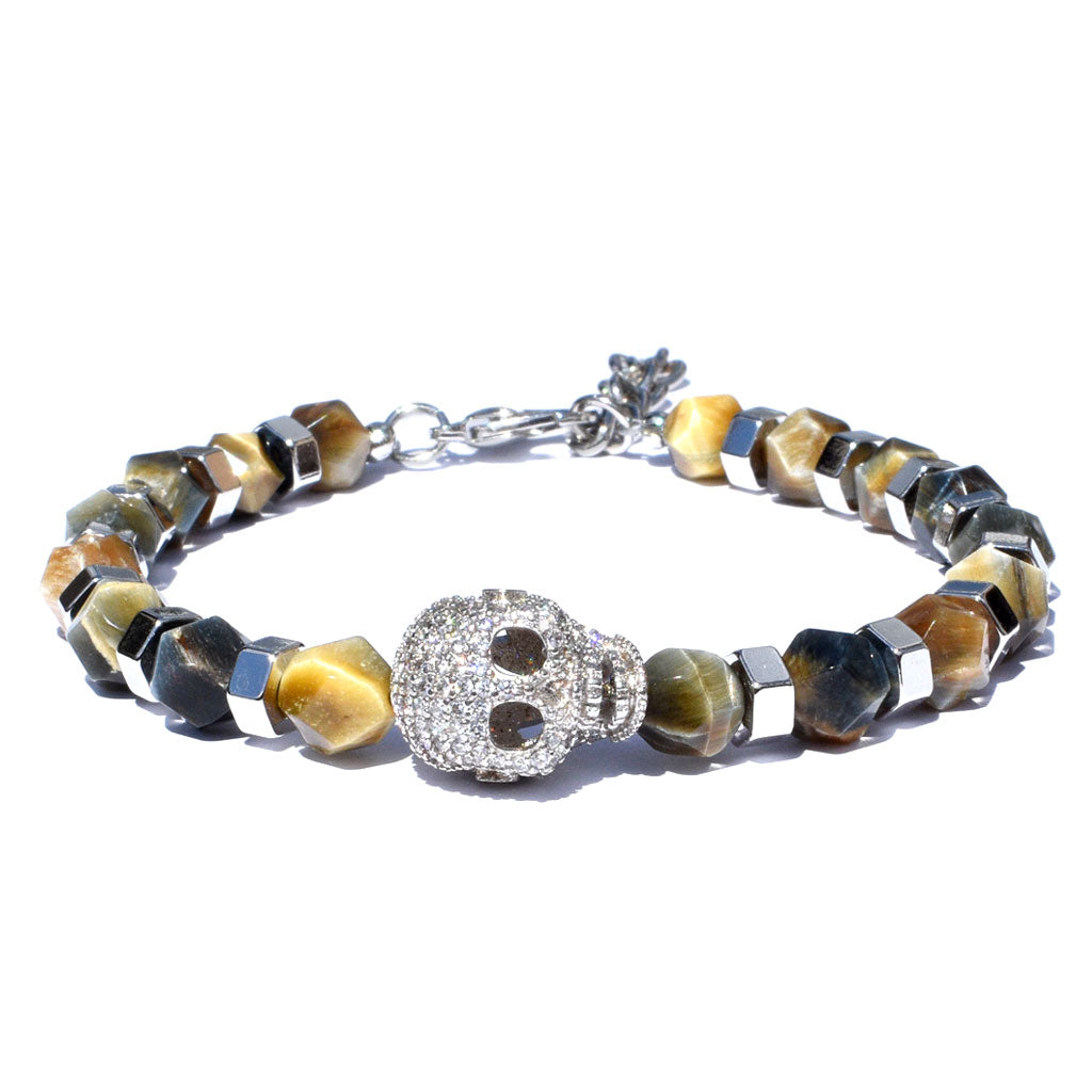 Hexagon Beaded Skull Bracelet