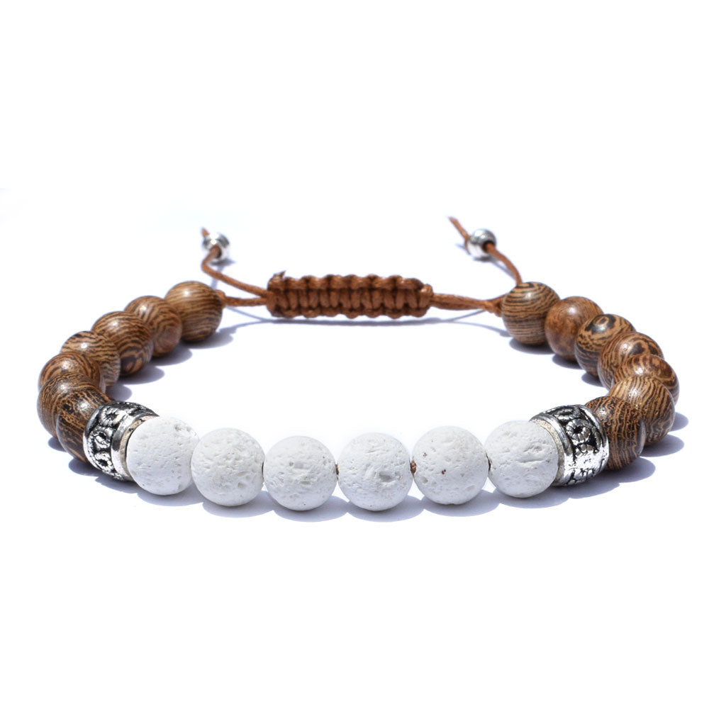 Beaded Macrame Cord Wood Bracelet