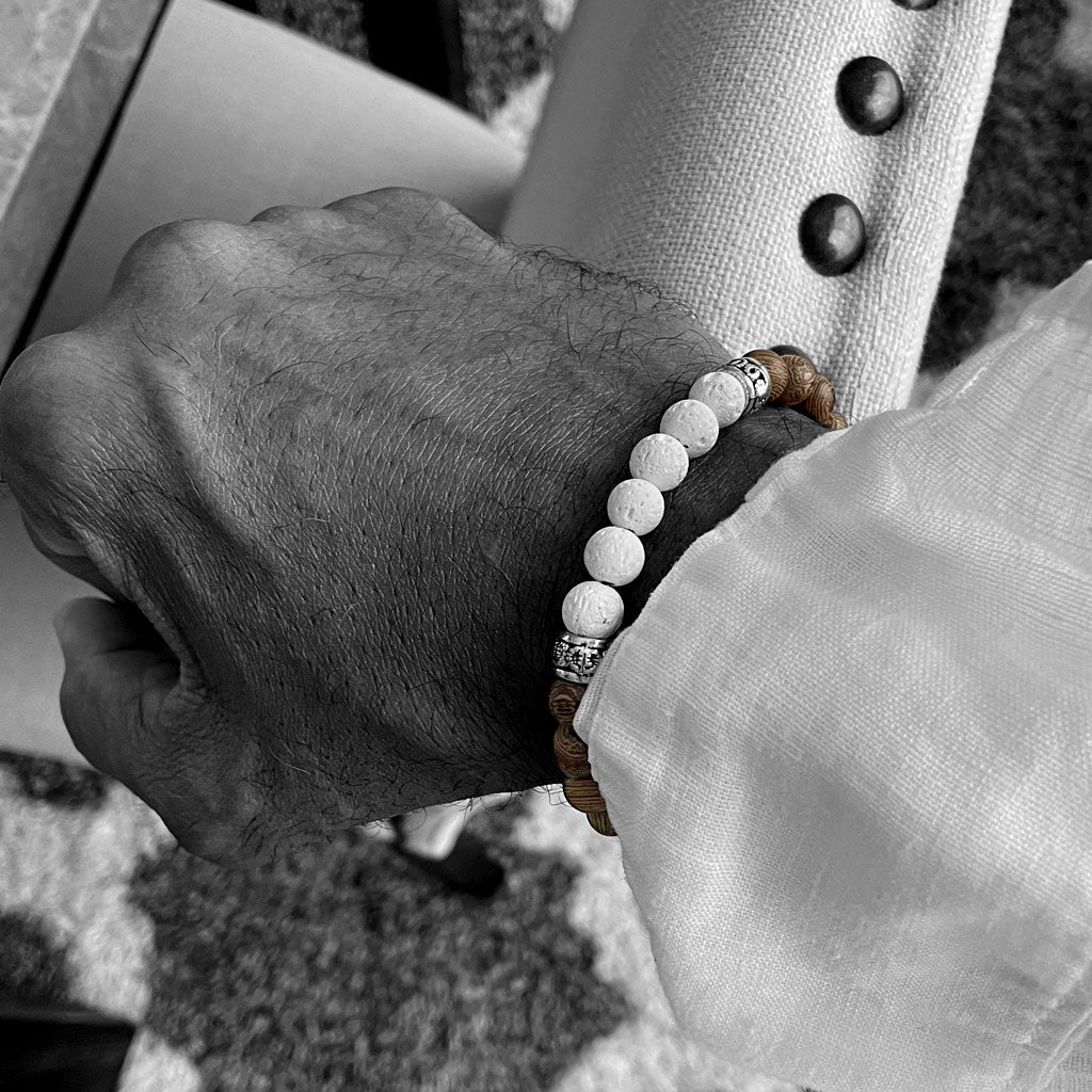 Beaded Macrame Cord Wood Bracelet