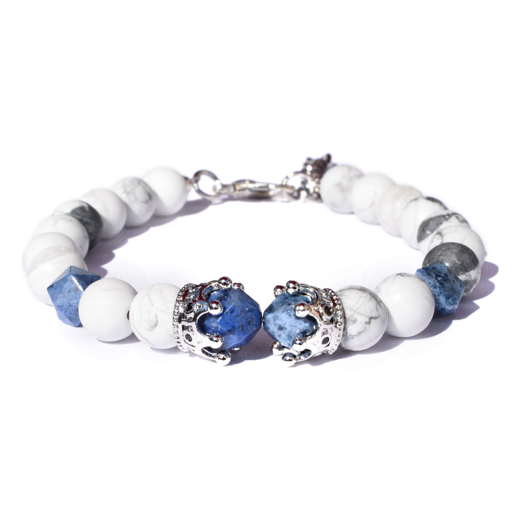 Crown White Beaded Bracelet