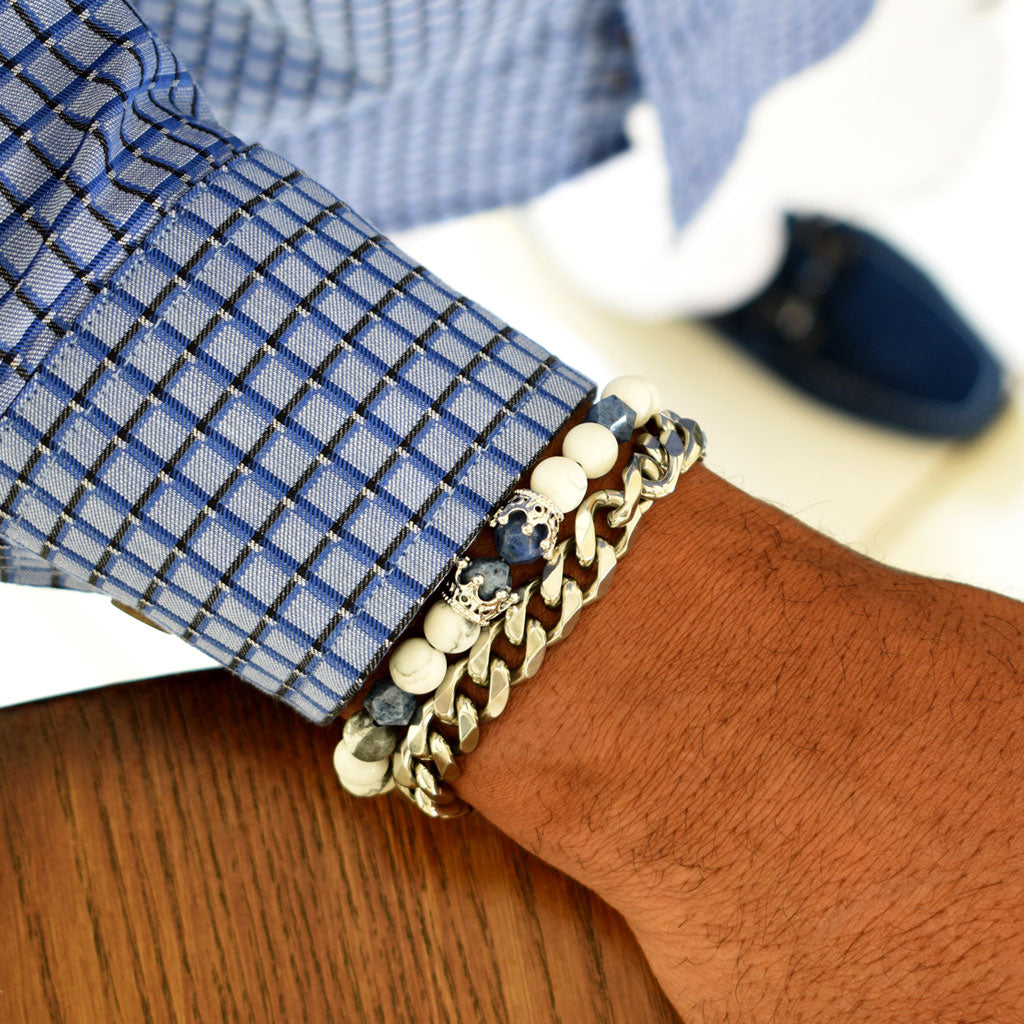 Crown White Beaded Bracelet