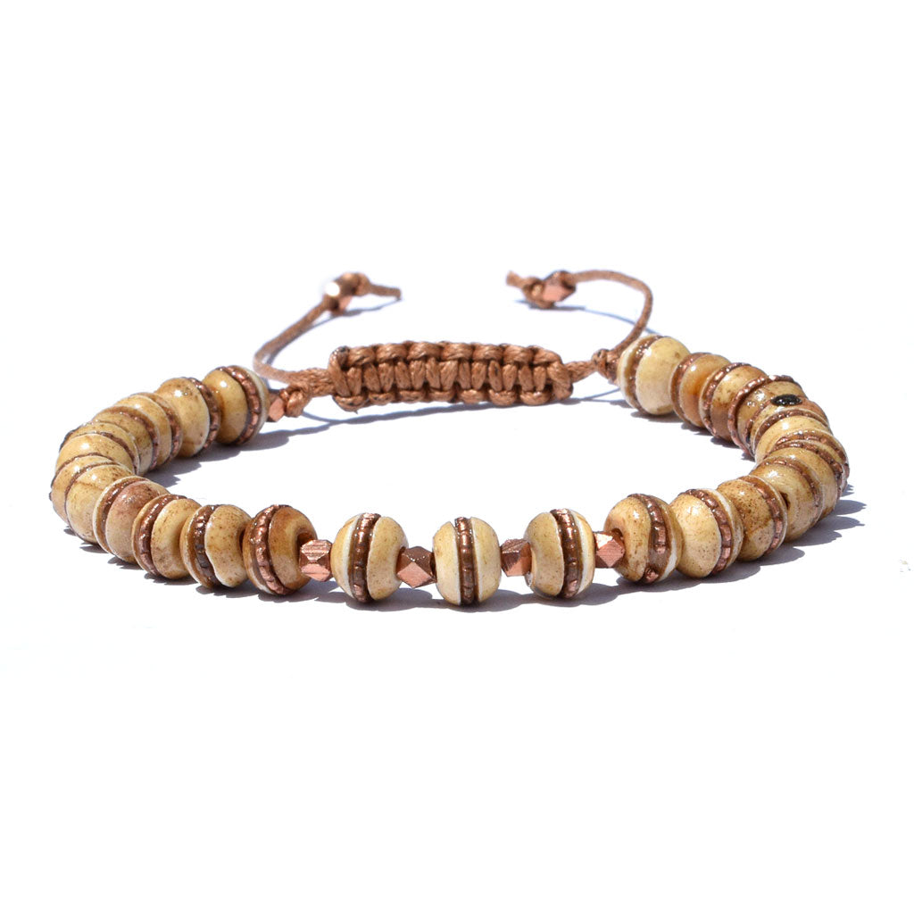 Macrame Cord Rustic Beaded Bracelet