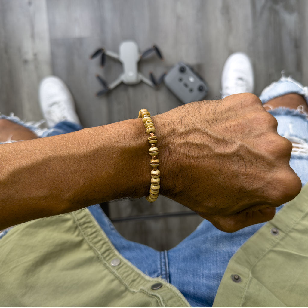 Macrame Cord Rustic Beaded Bracelet
