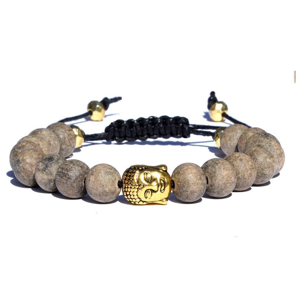 Macrame Cord Buddha Bead Charm Bracelet
