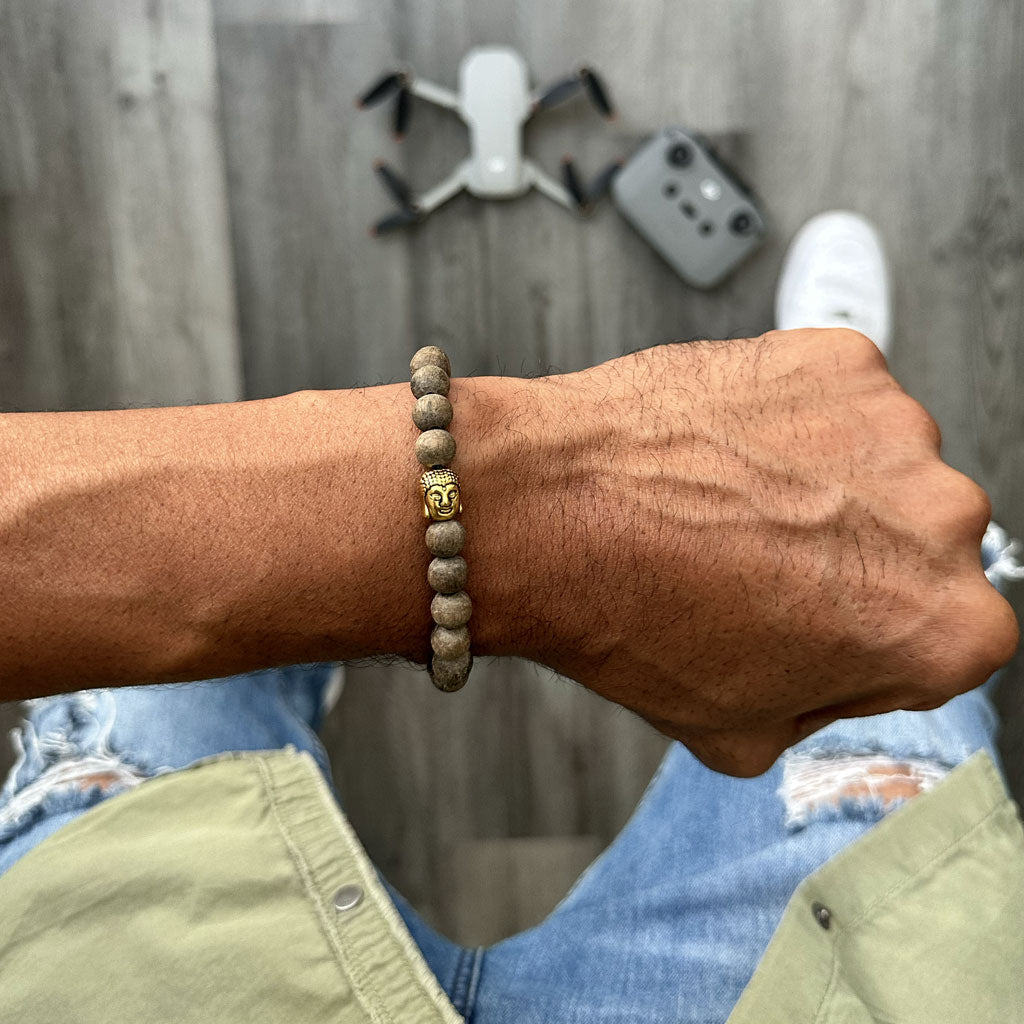 Macrame Cord Buddha Bead Charm Bracelet