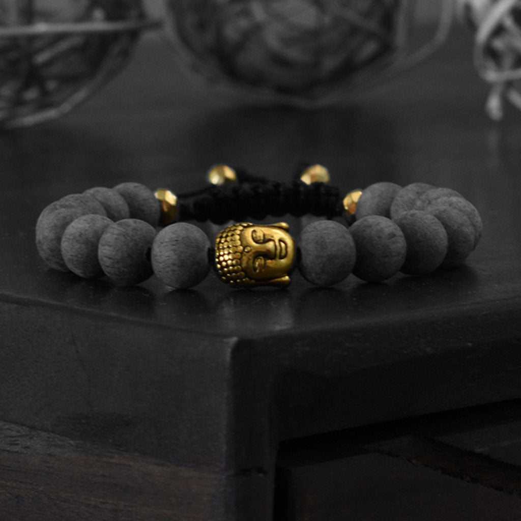 Macrame Cord Buddha Bead Charm Bracelet