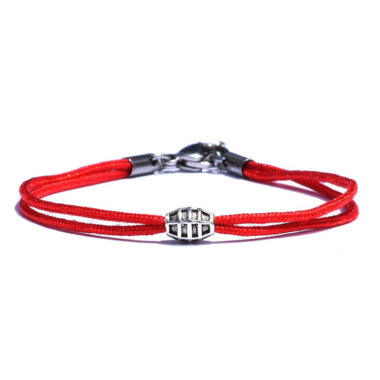 Sterling Silver Barrel bead red Nylon cord bracelet