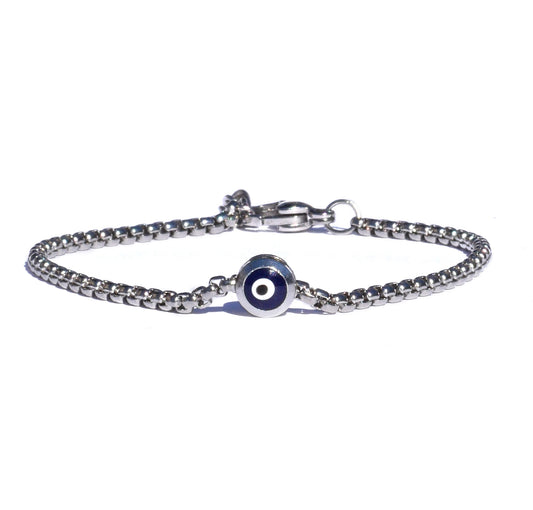 Evil Eye Silver Chain Bracelet
