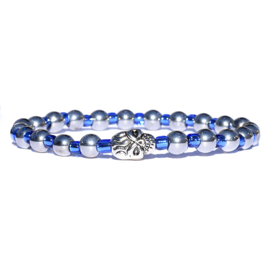 Skull Beaded Blue Bracelet