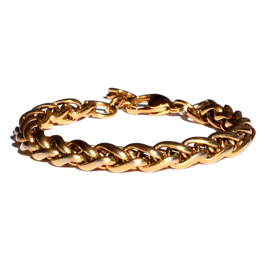 18K Gold Plated Stainless Steel Wheat Braided Chain