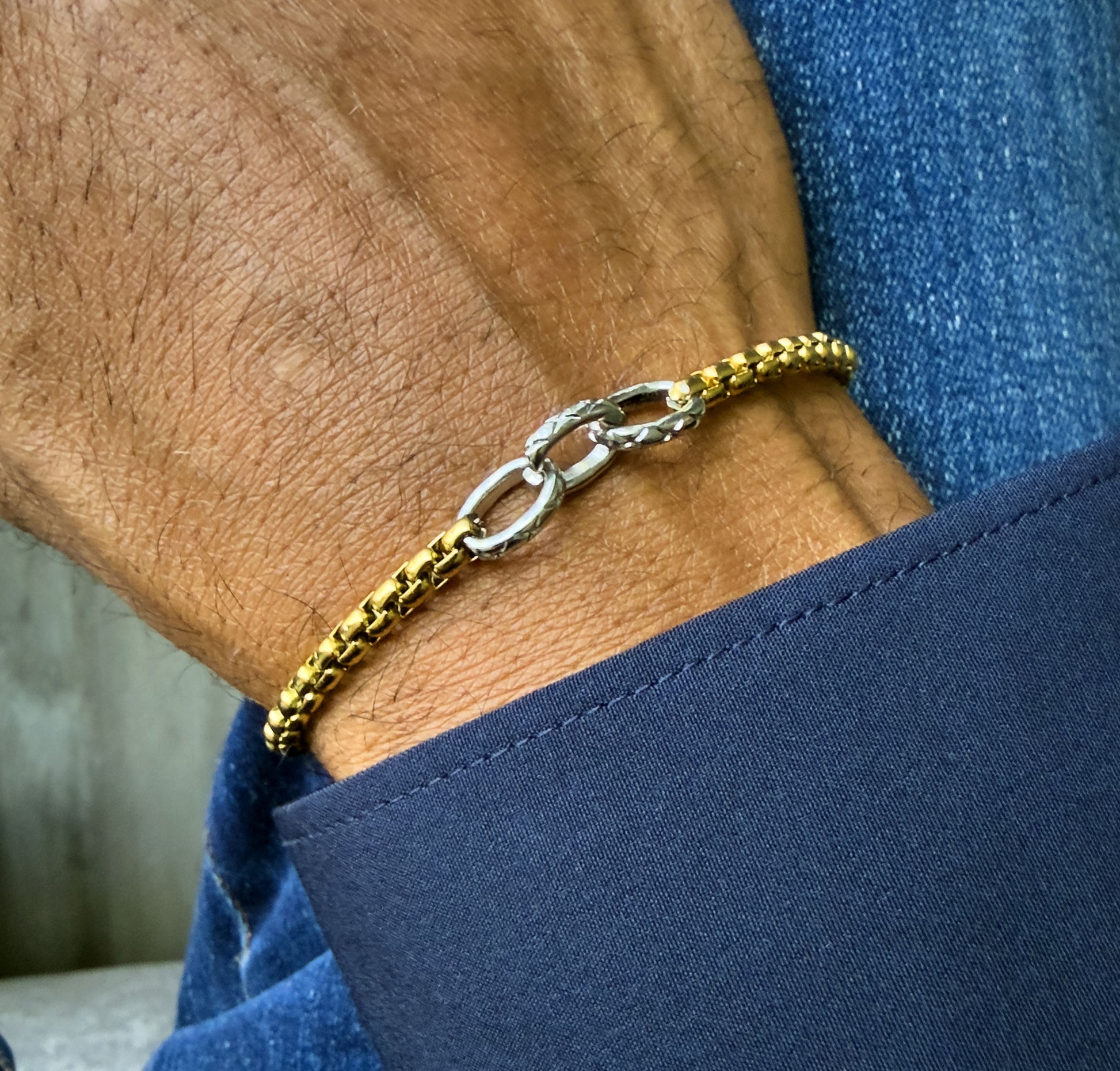 Silver And Gold Chain Bracelet