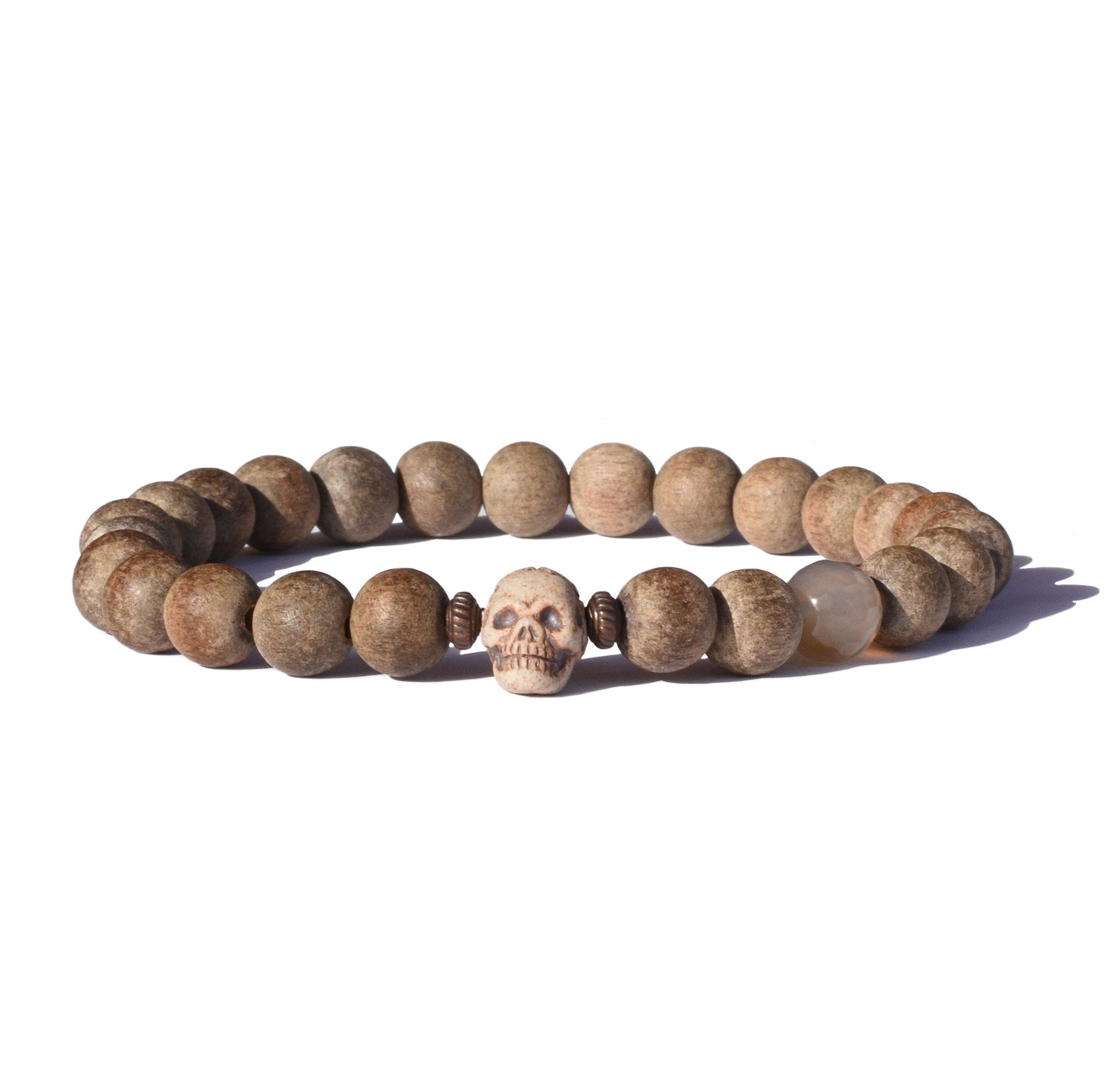 Gray Skull Beaded Bracelet