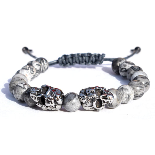 Macrame Wax Cord Skull Bracelet